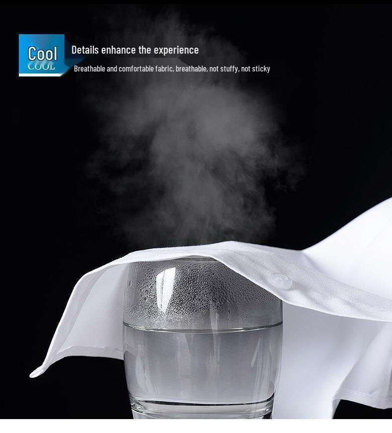 Men's Business Casual White & Black Slim Fit Shirt - Spring/Autumn Fashion, Short & Long Sleeve Options