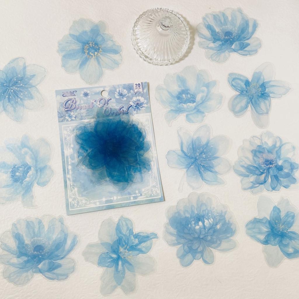 20pcs Transparent Flower Sticker PET Stickers Embelishment Stickers for Scrapbooking Journal Decor Album Diary Stickers