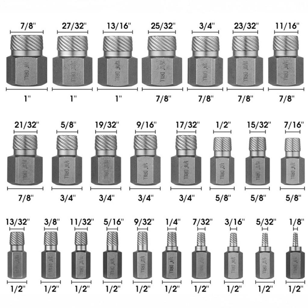 Bolt Extractor Set Easy Out Metal Heavy Duty Hand Tools 25-Piece Stripped Lug Nut Remover For Damaged Stripped Broken Screws