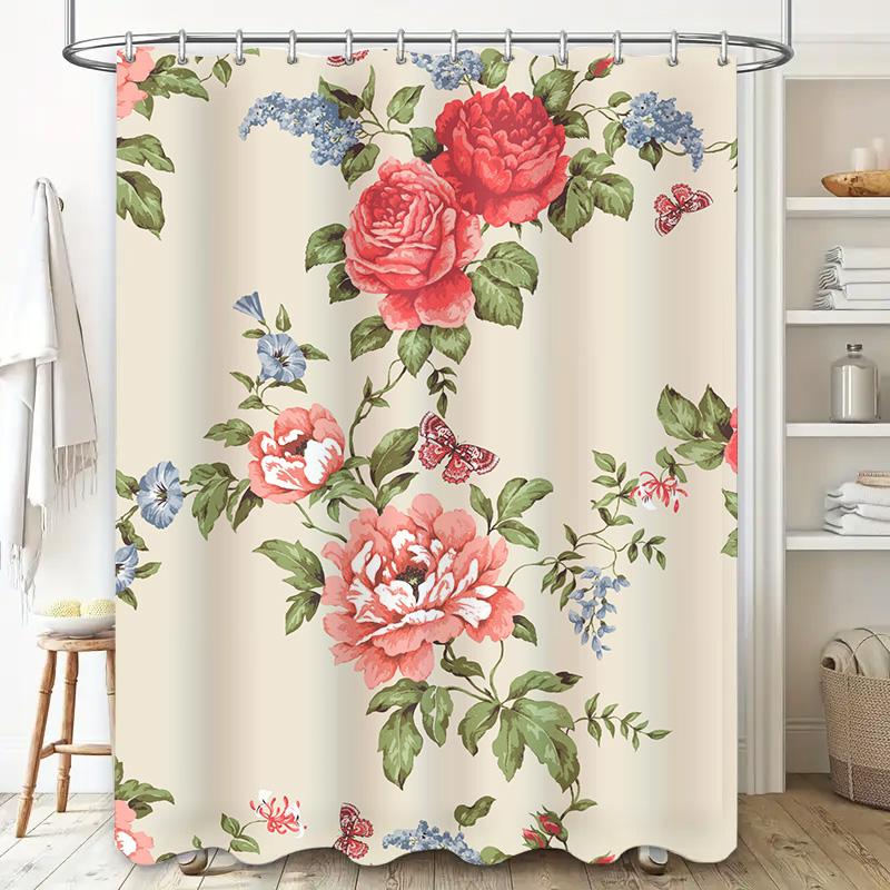 Vintage Floral Bath Shower Curtain Home Decor Waterproof Fabric Printing Modern Design Bathroom Decoration 180Cm High Quality Cu