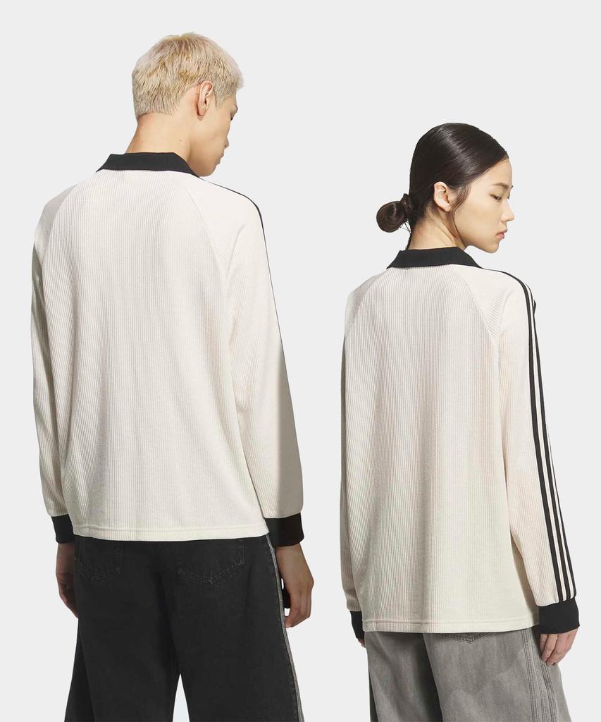 adidas Waffle Long Sleeve Polo Tee - Wonder White / Kq6867