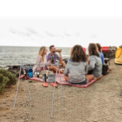 Tragbarer, zusammenklappbarer Camping-Hängeständer aus Edelstahl für Topf-Kleiderbügel