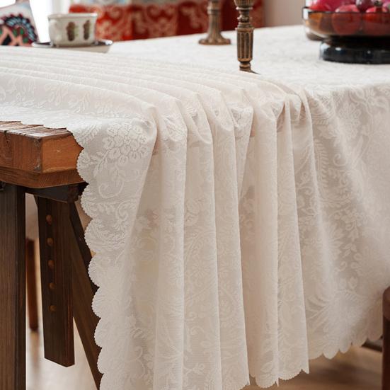 Lace Tablecloth, Wedding Rectangular Table Cloth, Vintage Embossed Floral Lace Table Cover for Tea Party Reception Home Decor