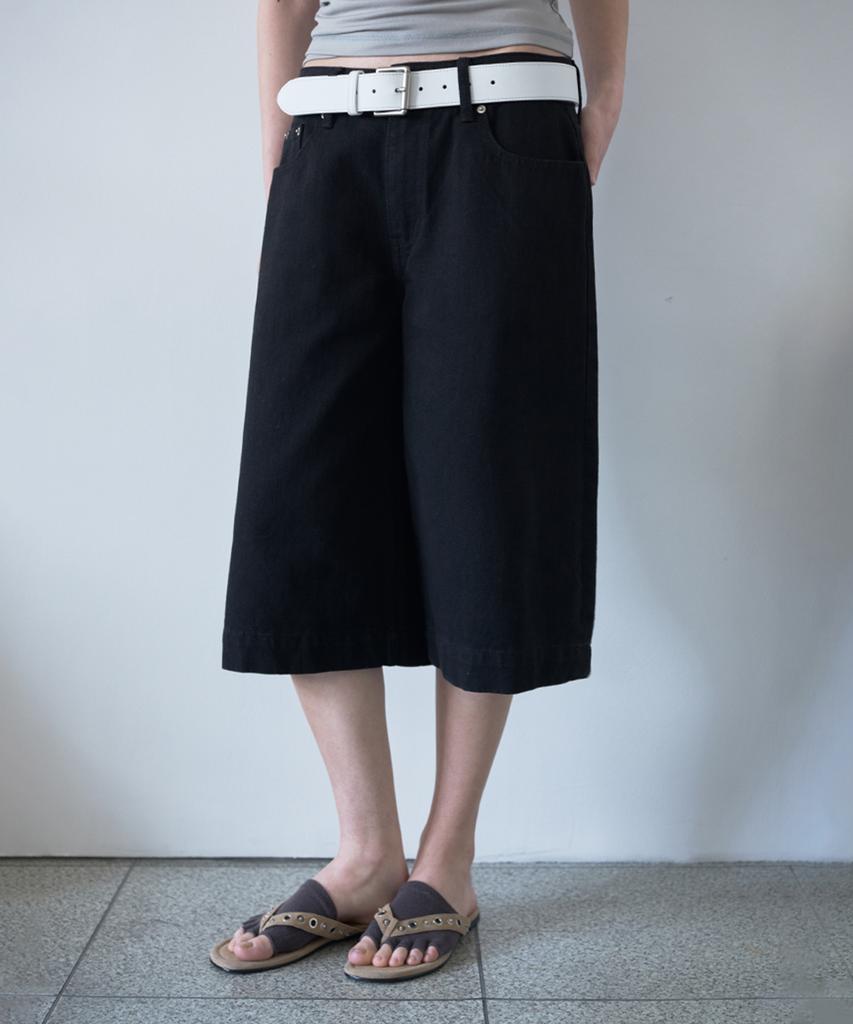 MILLO WOMEN Maxi Denim Bermuda Pants [Black]