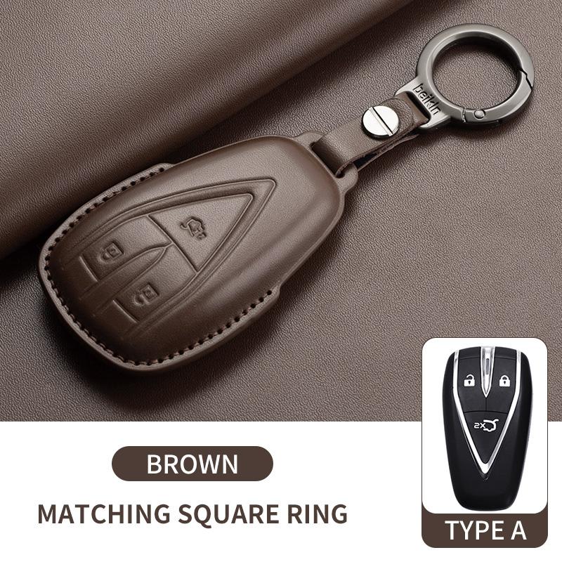 3/4/5 Buttons Genuine Leather Auto Smart Key Fob Cover Case Fit For Changan Unit Unik Cs35Plus Cs55 Plus Cs75 Plus Oshan X7 X5 Protector Bag