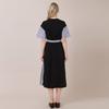 Bunderghost Black Check Color Block Asymmetrical Short Sleeve Long Dress