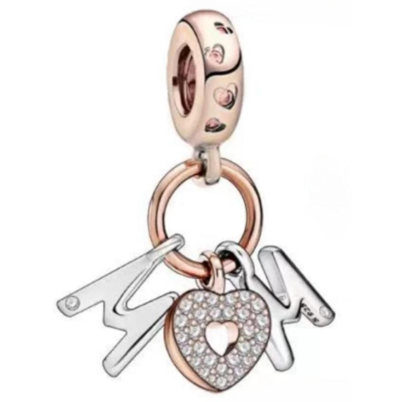 Copper Heart & Mum Dangle Dream Catcher Charm Fit Original Bracelet Diy Jewelry For Women Bracelet Diy Beads