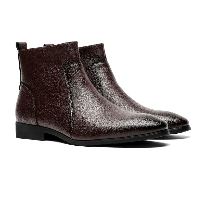 Fashion Vintage Style Business Boots Luxury Brand Side Zipper Men Chelsea Boots Casual Footwear All-match High Quality Brown Ankle Boots