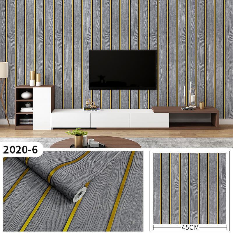 45cm*10m Samoprzylepne PVC Wodoodporne Obieranie i Przyklejanie Panele Paskowane 3D Tapeta z Wzorem Drewna Akcentowe Ściany Mebli i Dekoracja do Remontu Domu