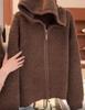 Korean Style Thick Faux Raccoon Lambswool Zipper Hooded Jacket - Women's Versatile Autumn/Winter Sweater Cardigan