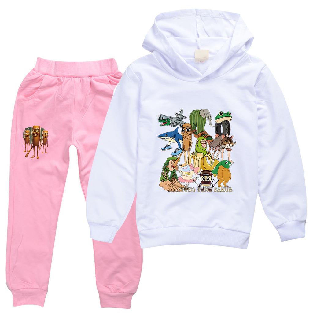 TZWYTralalero Tralala Hoodie Kinder Italienisches Gehirnfäule Kleidung Junioren Jungen Mädchen Kapuzenpullover Jacke Hose 2-teiliges Set Kinder-Sets