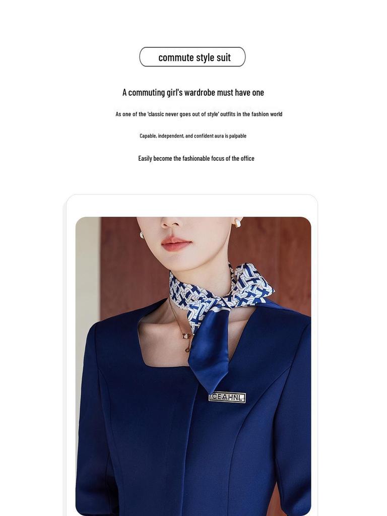 Elegant Women's Autumn/Winter Suit Set for Hotel Receptionist and Beauty Salon Workwear