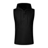 Men Sleeveless Hoodie Button Front Drawstring Hooded Tank Top Lightweight Pullover Casual Loose Fit Shirt for Everyday Wear