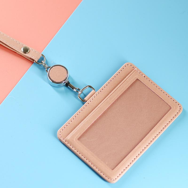 Portable Leather Card Holder: ID, Access, Bank, Student, Meal, Transportation Card Holder with Retractable Badge Clip