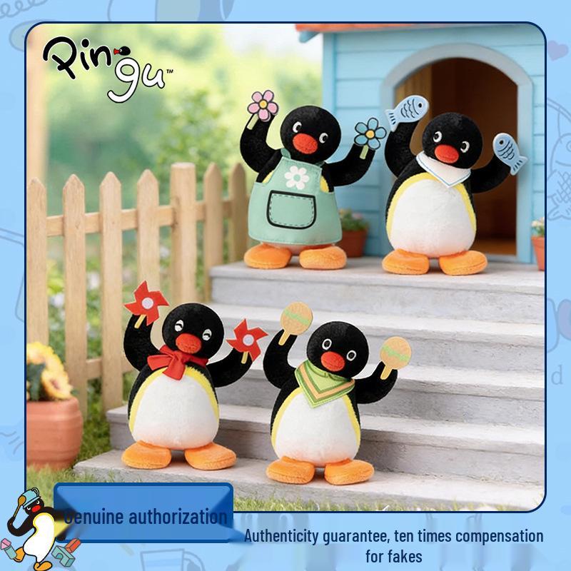 Genuine Pingu Penguin Head Tilt Plush Pendant - Cute Fish-Eating Backpack Charm