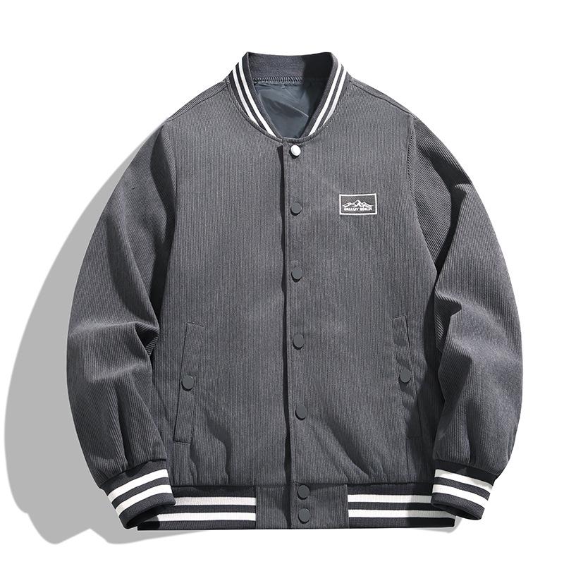 Men's Trendy Japanese Corduroy Baseball Collar Jacket, Loose-Fit Casual Coat for Spring and Autumn