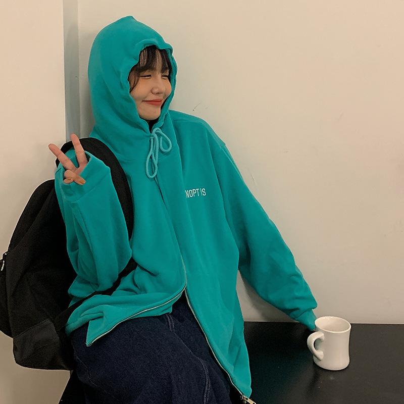 2023 Autumn/Winter American Retro Oversized Hooded Zip-Up Sweatshirt Jacket