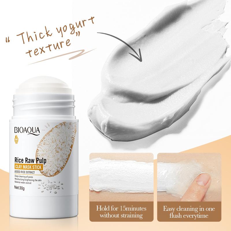 BIOAQUA White Rice Face Mask Moisturizing Stick Mud Blackhead Removal Firming Clay Anti Wrinkle Facial Masks Skin Care Products
