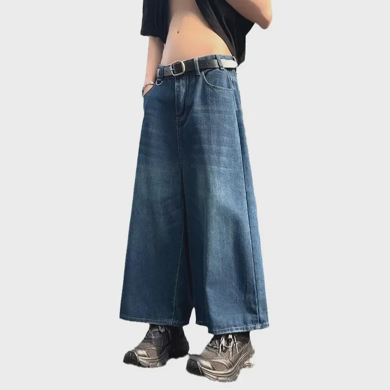 Men's Retro Wide-Leg Jeans - Spring/Autumn Loose Fit, Large Sizes