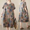 Real Shot 2026 Summer New Large Size Women's Clothing Fat MM Linen Cotton Linen Retro Literary Ethnic Style Casual Dress