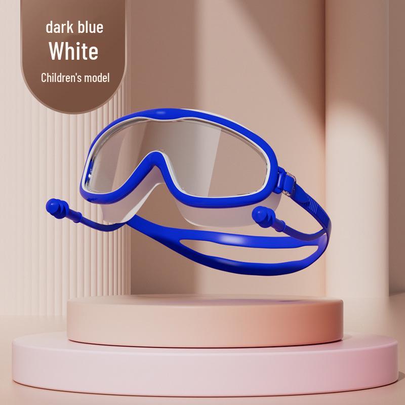 

New Large Frame Waterproof Anti-Fog High Definition Swimming Goggles & Diving Cap Set for Adults and Children