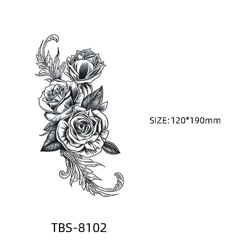 Waterproof Semi-Permanent Black & White Totem Flower Tattoo Stickers