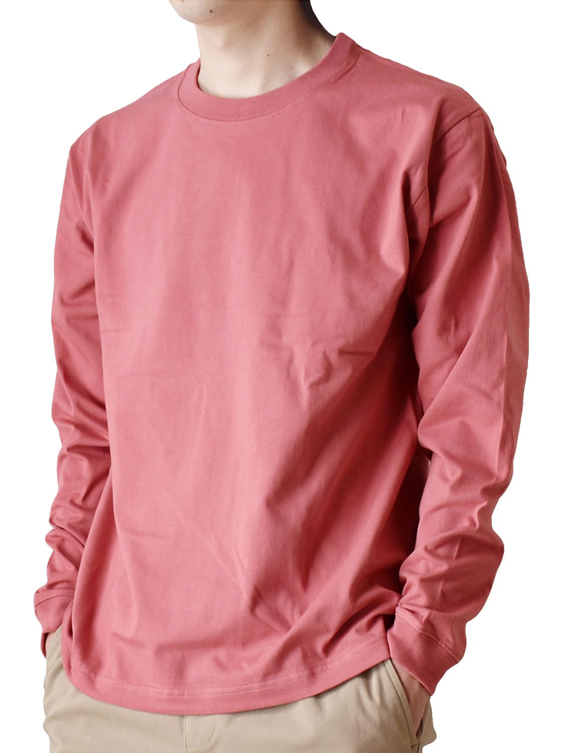 

ARONA Men s Long Sleeve Stretch T-Shirt, 6.6 oz, Flamingo Pink, Size M (A211)