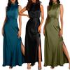 Amazon Cross-border New European and American Skirts French High-end Light Evening Dresses Silk Satin Neck Celebrity Dresses