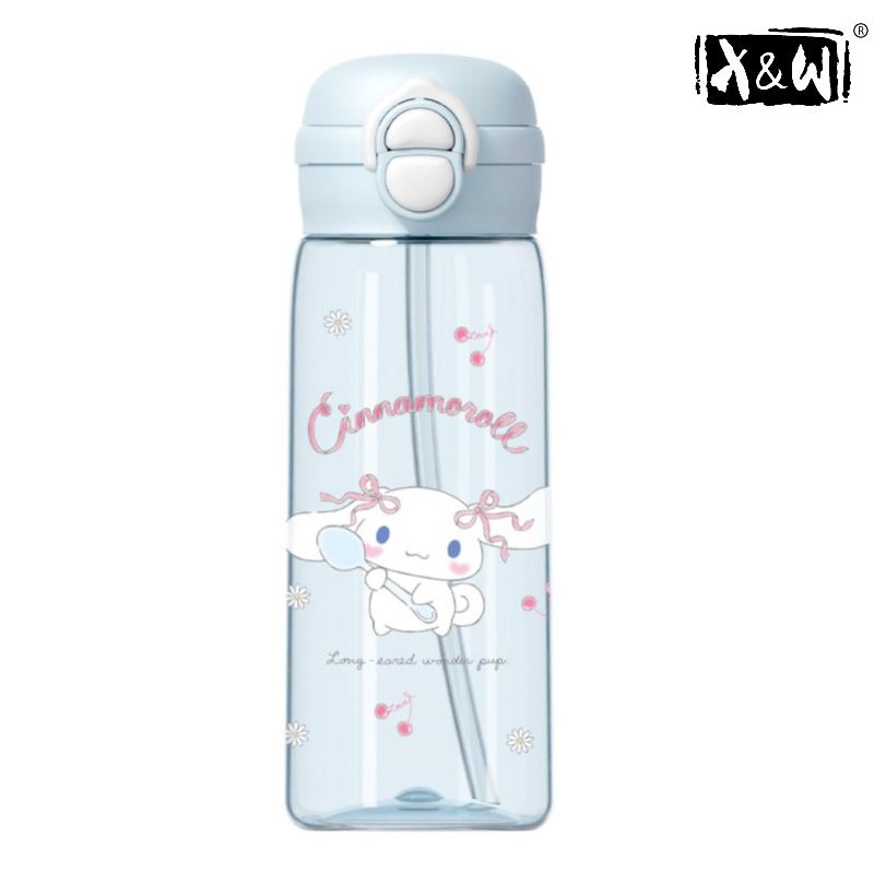 X&W Sanrio Tritan Material Space Cup 500mL Double Drinking Pop-up Lid Portable Water Cup Bubble Tea Cup Kids Water Bottle Cups