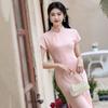 Pink national style new Chinese Suzhou long cheongsam improved young 1011 new women's high-end sense can be worn daily