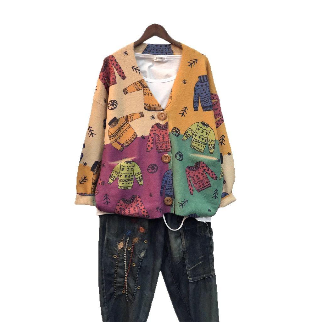 Early Autumn New Products Women's Coat Knitted Sweater Mink Knitted Cardigan V-neck Women's Loose Top Sweater Cardigan Fashion