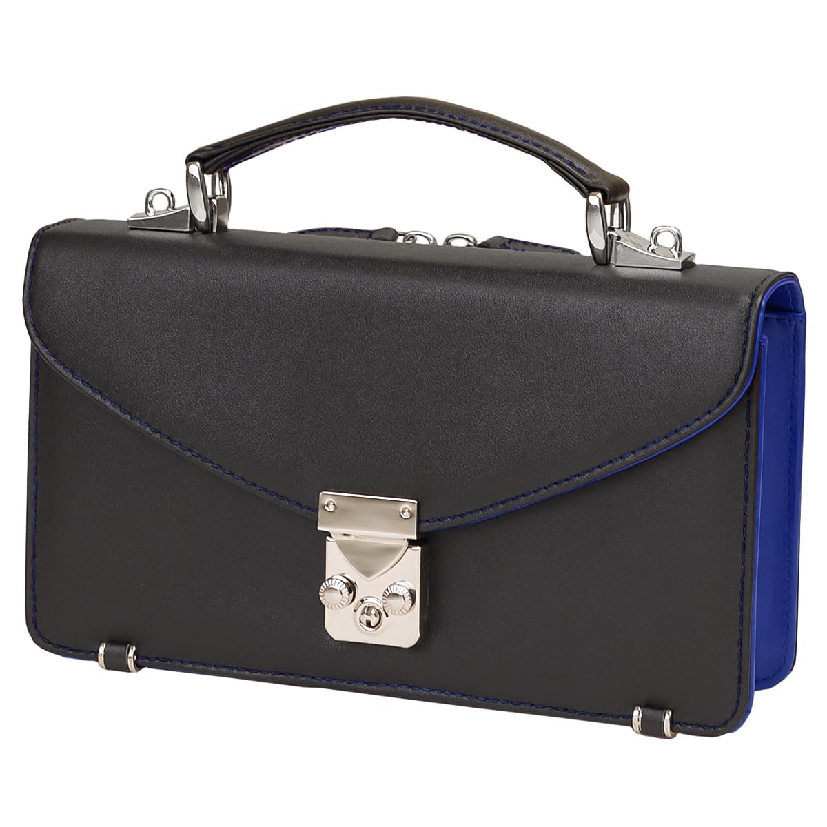 

Кожаная вторая сумка-кошелек, интегрированная сумка с ремешком x [Diablo] Мужская 2-в-1 [KA-518] (Черный Синий)