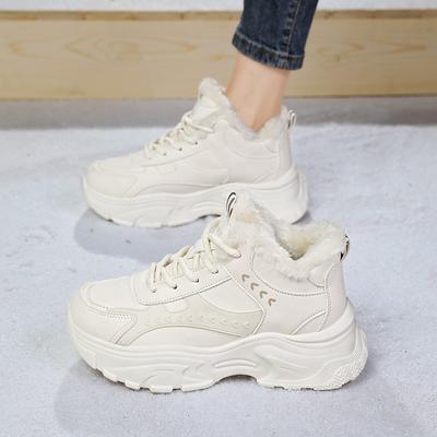 Zapatos de invierno de vellón para abrigarse, zapatos de algodón con suela gruesa, zapatos de papá para mujer
