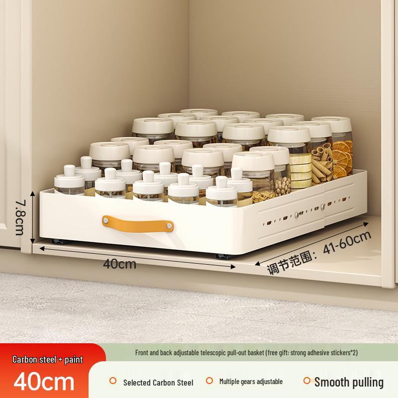 Under-Sink Pull-Out Kitchen Storage Rack and Spice Organizer