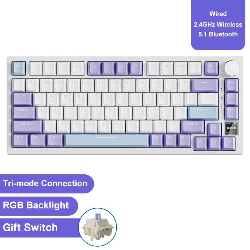 AJAZZ AK820/Pro Wireless Mechanical Keyboard Bluetooth 5.1 2.4G USB-C Wired Swappable RGB Gaming Keyboard Gasket Mount with