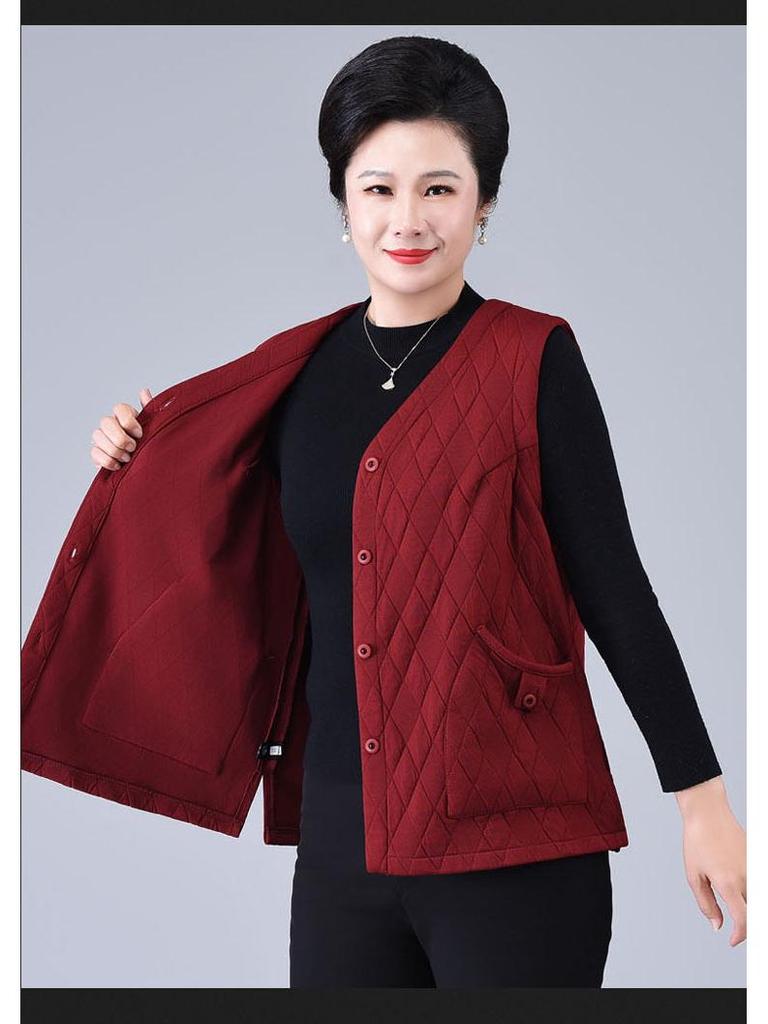 Gilet Lâche Grande Taille Mode Printemps pour Femmes d'Âge Moyen et Âgées