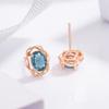 New Fashion Female  Set  Sterling Silver Blue Oval Design Crystal Zircon Earrings Necklace for Women  Set