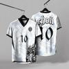 Summer Men's V-neck T-shirt Fashion Sports and Leisure Digital Printing 3D Short Sleeved T-shirt Top