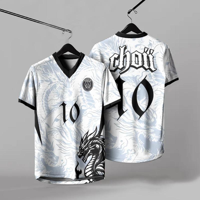 Summer Men's V-neck T-shirt Fashion Sports and Leisure Digital Printing 3D Short Sleeved T-shirt Top