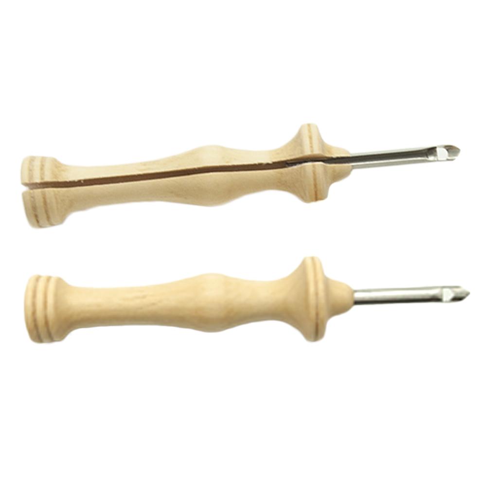 Threader Needle with Wooden Handle Embroidery Punch Grandmother DIY Fun Tool