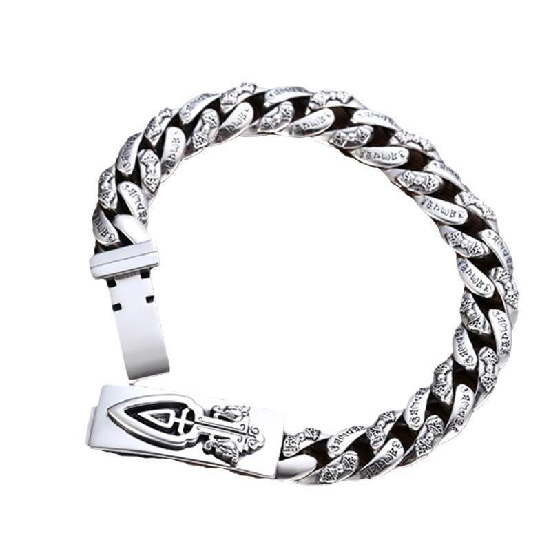 Xiangxu Men's Distressed Keychain Bracelet with Six-Syllable Mantra