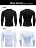 European Men's Quick-Dry Long Sleeve Stretch Fitness Shirt for Outdoor Running and Tennis