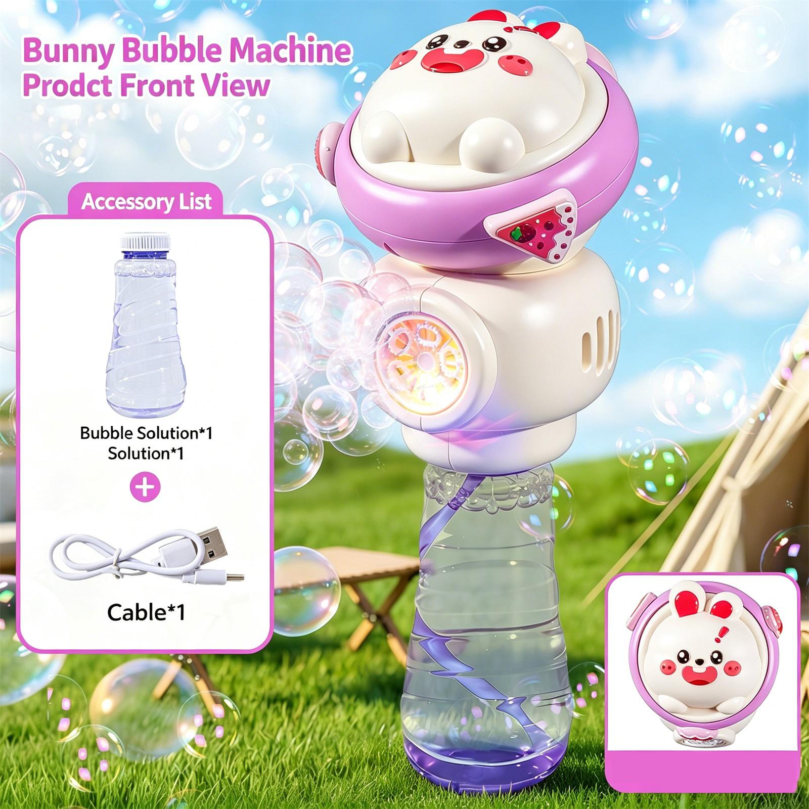 Rechargeable Bubble Machine Handheld Bubble Blower Toy with 90ml Bubble Solution Capacity Electric Bubble Wand for Outdoor Indoor Play One Size