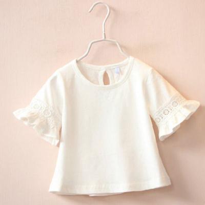 Kleinkind Mädchen Hemden Süße Sommer Baby Mädchen Kleidung Glockenärmel Einfarbig Spitze Oberteile Hemden Kinder Oberteile Freizeitbluse Mode