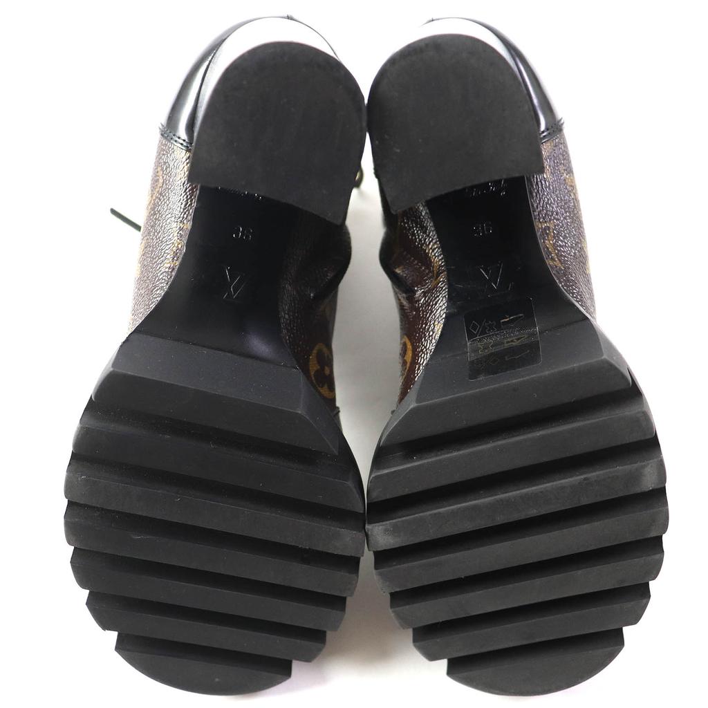 Great LOUIS VUITTON Ankle boots Leather monogram lace-up leather Women 36 G34085 Used
