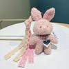 Silver Heart Plush Bag Pendant Bow Ribbon Rabbit Plush Doll Rabbit Doll Charm  Bag Decoration