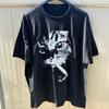 Letnie koszulki Harajuku z grafiką liter Y2k Top z nadrukiem kota Damskie Oversize'owe koszulki High Street Streetwear Vintage Koszulki Ubrania