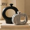 Vaso Artistico in Corda Intrecciata Minimalista in Resina, Cerchio Artistico Moderno Portafiori Stabile Base Spessa Supporto per Composizioni per Casa Soggiorno Camera da Letto