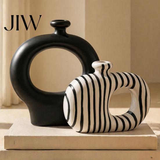 Vaso Artistico in Corda Intrecciata Minimalista in Resina, Cerchio Artistico Moderno Portafiori Stabile Base Spessa Supporto per Composizioni per Casa Soggiorno Camera da Letto