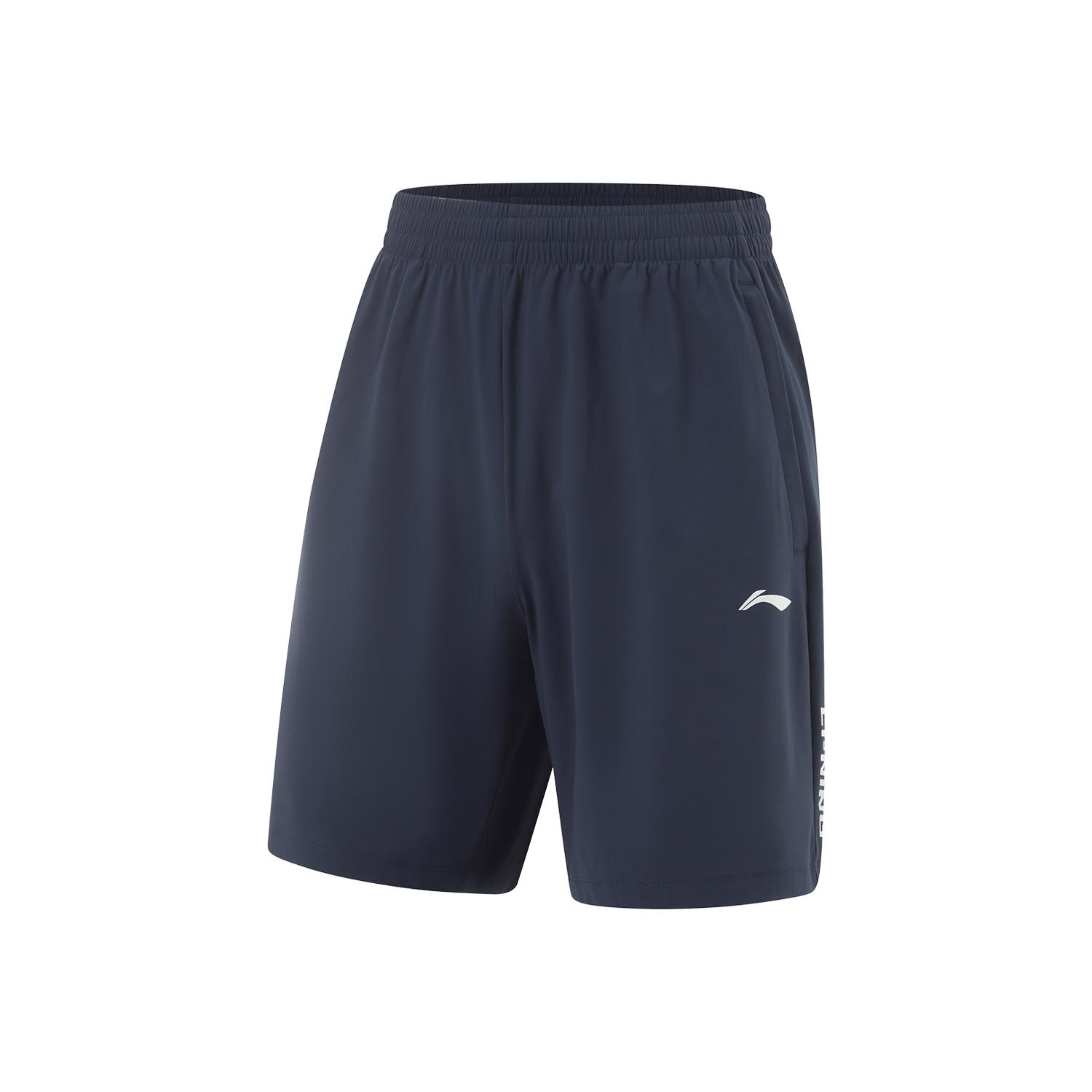 

Li-Ning Fitness Series Casual Minimalist Solid Color Lace-Up Sports Shorts Men shorts Ink-Blue AKYV033-7 XXL